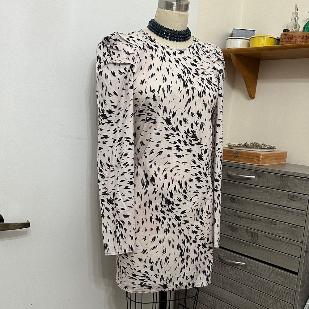 Rebecca Minkoff Black and pale pink  Long Sleeve Dress 100% cotton